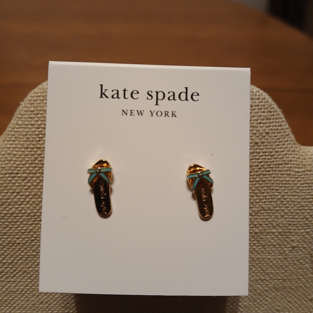 Kate Spade Gold and Green Flip-Flop Earrings - Picture 3 of 4